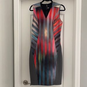 Elie Tahari multi color midi dress